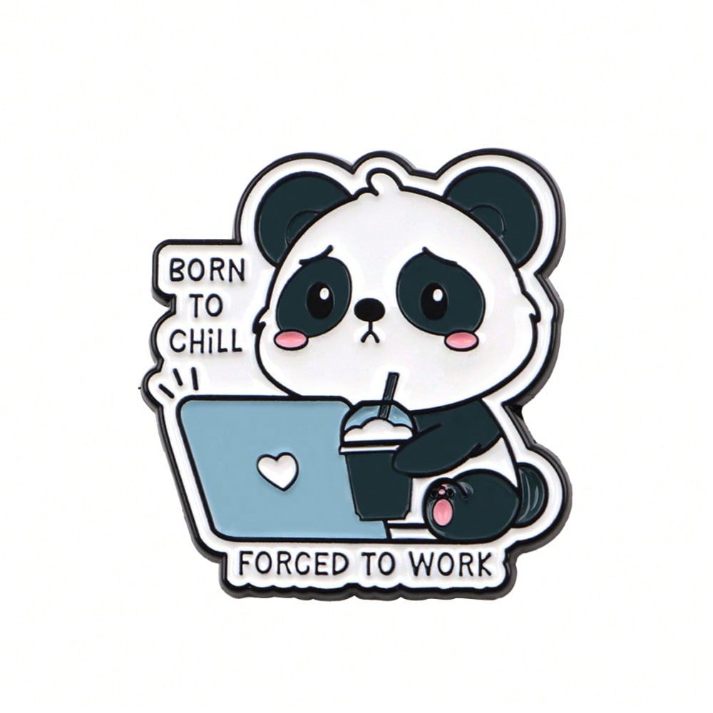 Office Tech Jacket - Fun Panda & Laptop Enamel Badge