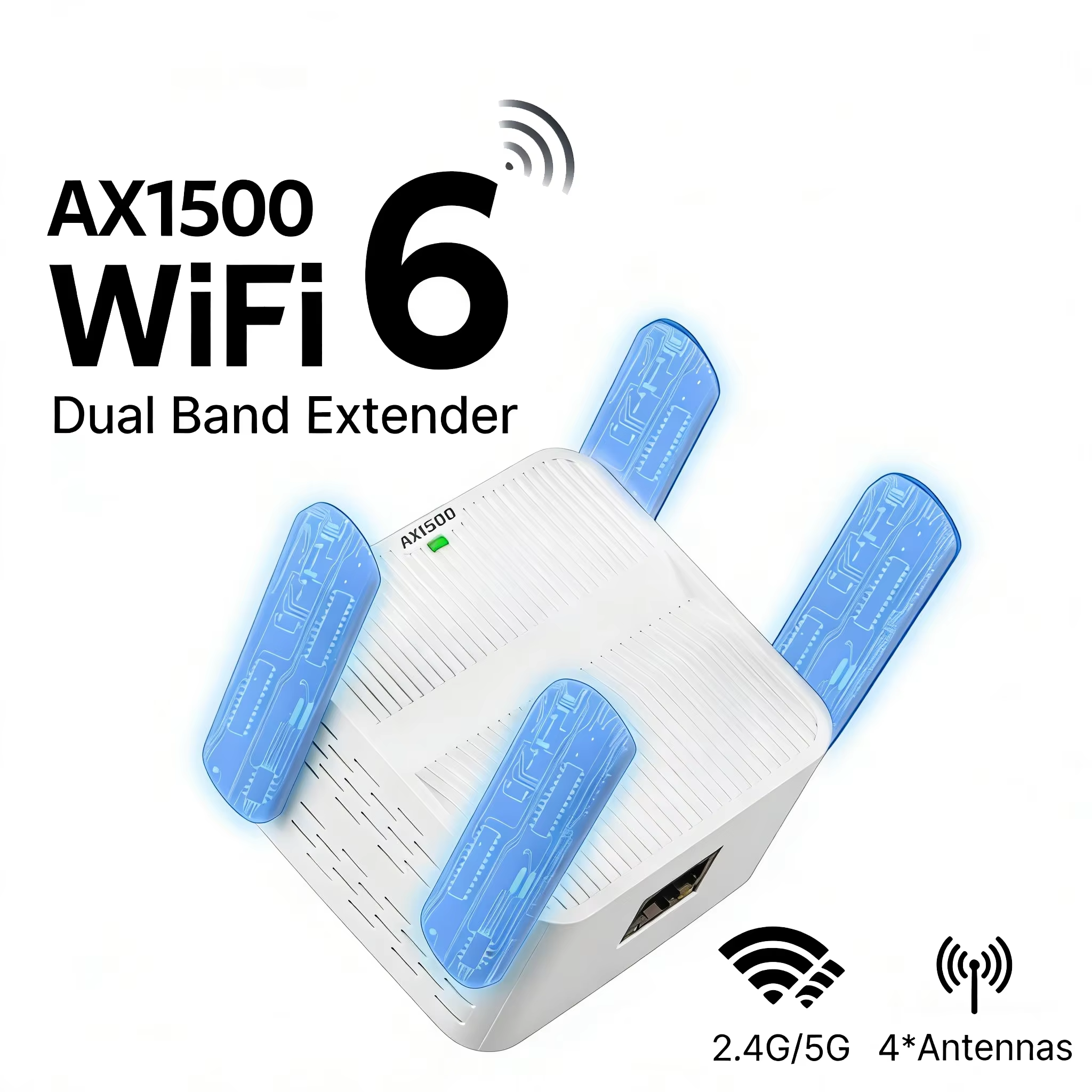 Wifi Range Extender - KEBIDUMEI 5Ghz AX1500 WiFi 6 Repeater