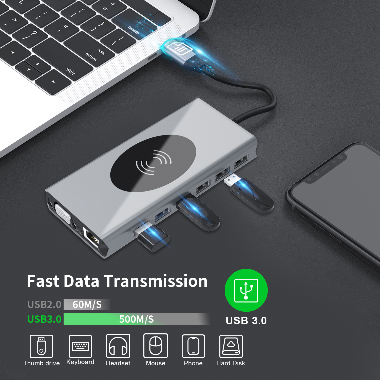 BASIX 15 In 1 Usb C Hub Dockin - Docking Station Usb C reseña y precio