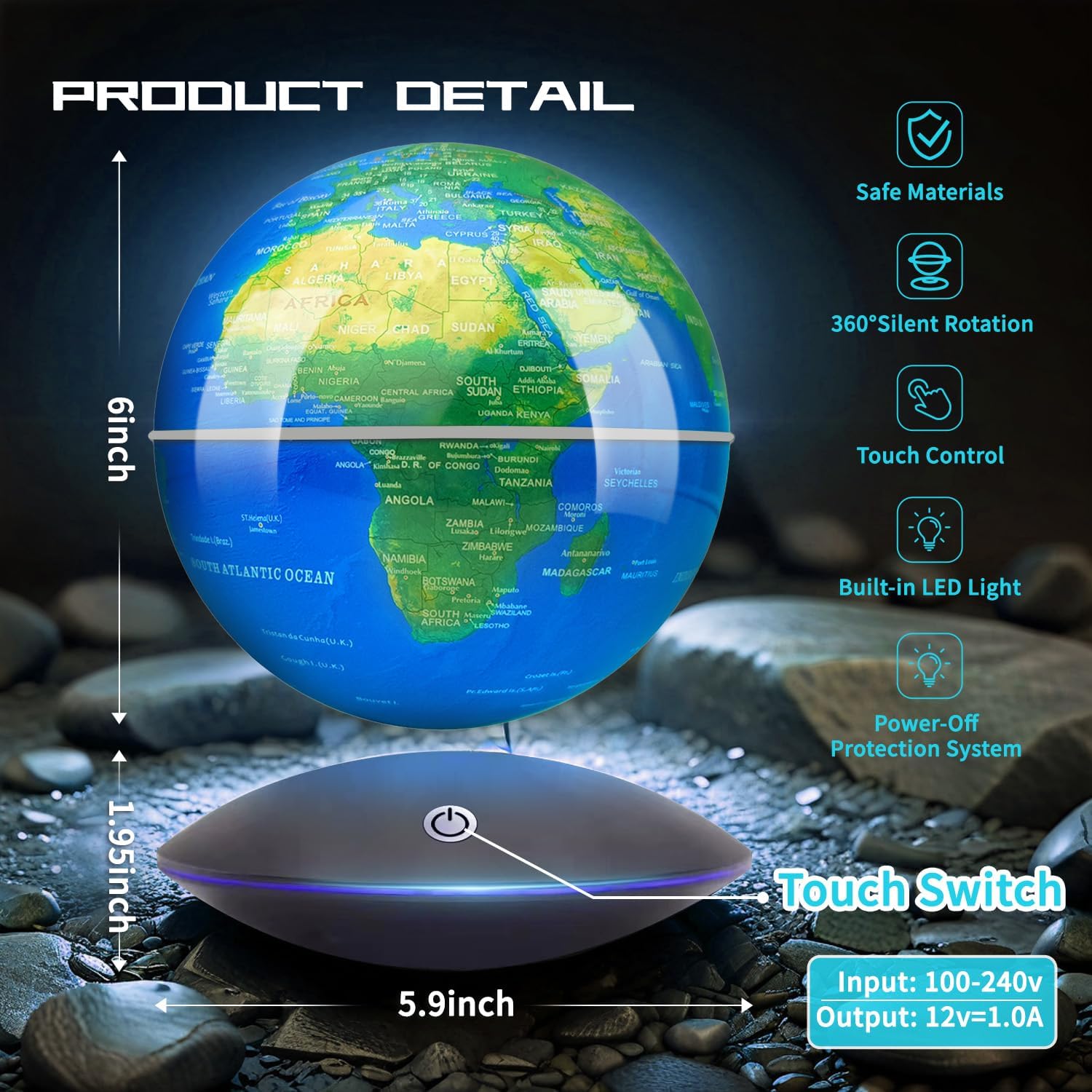 Magnetic Levitating Globe with - Office Tech And Gadgets reseña y precio