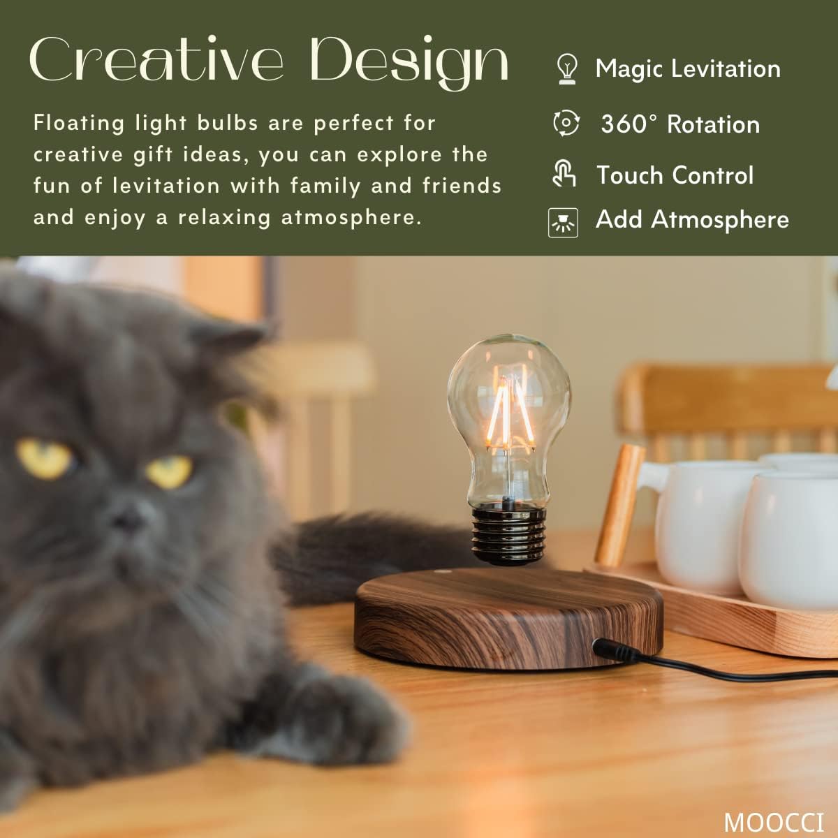 Levitating Bulb Lamp, Magnetic - Office Tech And Gadgets reseña y precio