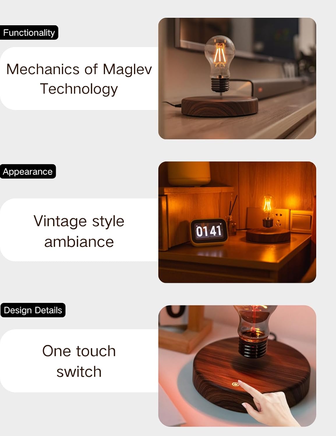 Levitating Bulb Lamp, Magnetic - Office Tech And Gadgets reseña y precio