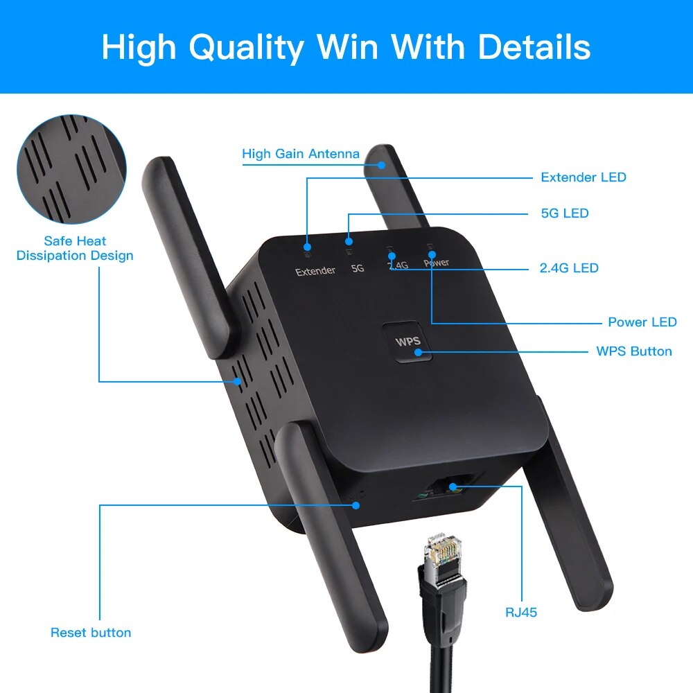 WiFi Repeater 1200Mbps 2.4GHz/ - Wifi Range Extender reseña y precio