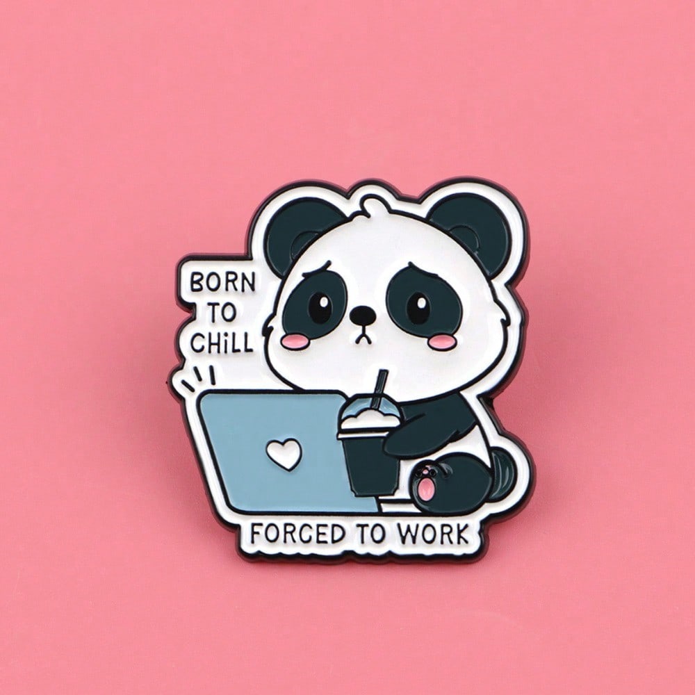 Fun Panda & Laptop Enamel Badg - Office Tech Jacket reseña y precio