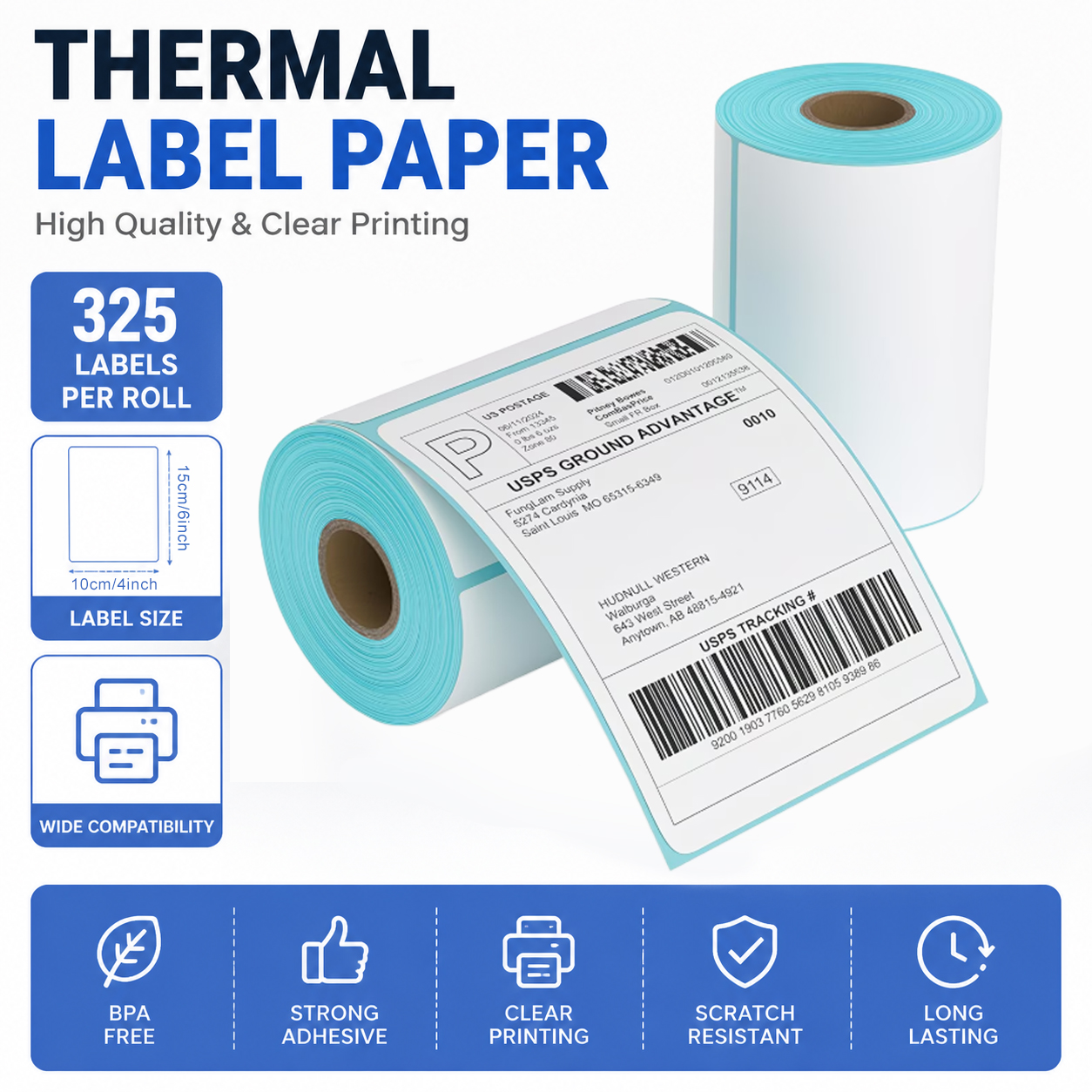 325 Sheets 4''x6'' White Therm - Label Printer Thermal reseña y precio