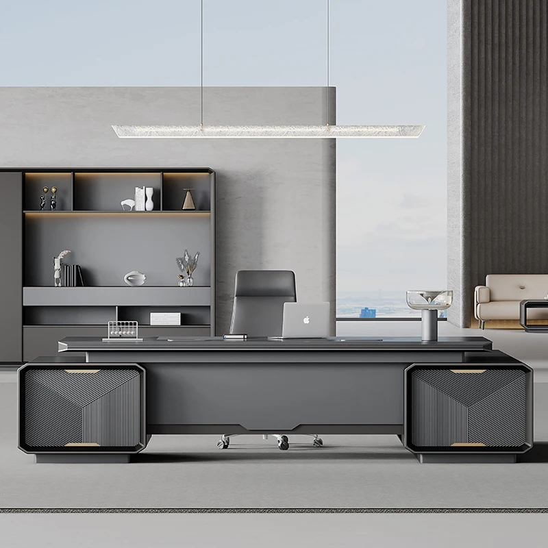 -Modern Luxury Wooden Desk Wor - Office Tech Design reseña y precio